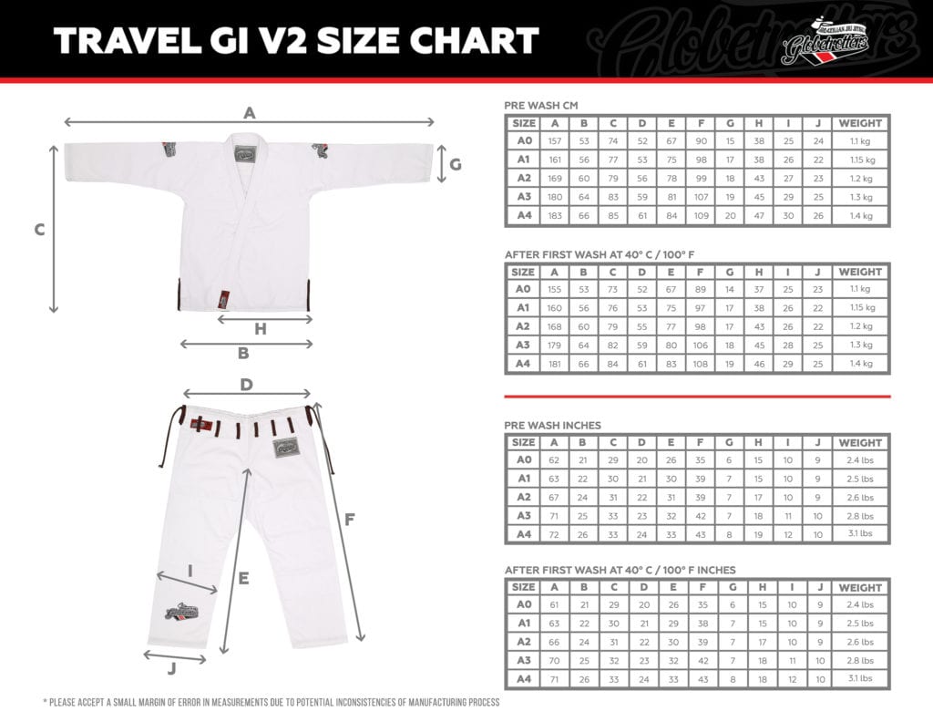 bjj globetrotters super lightweight bjj travel gi v2 a2 gi size chart