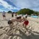 Rolling on the sand at Beach Camp in Pärnu